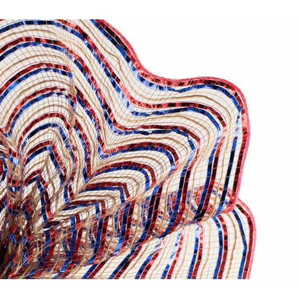 Shop For 10" All Foil Thin Stripes Mesh Ribbon: Red, Natural, Blue (10 Yards) at Michelle's aDOORable Creations