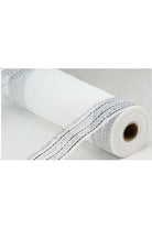 10" Border Stripe Faux Jute Mesh: White/Silver (10 Yards) - Michelle's aDOORable Creations - Poly Deco Mesh