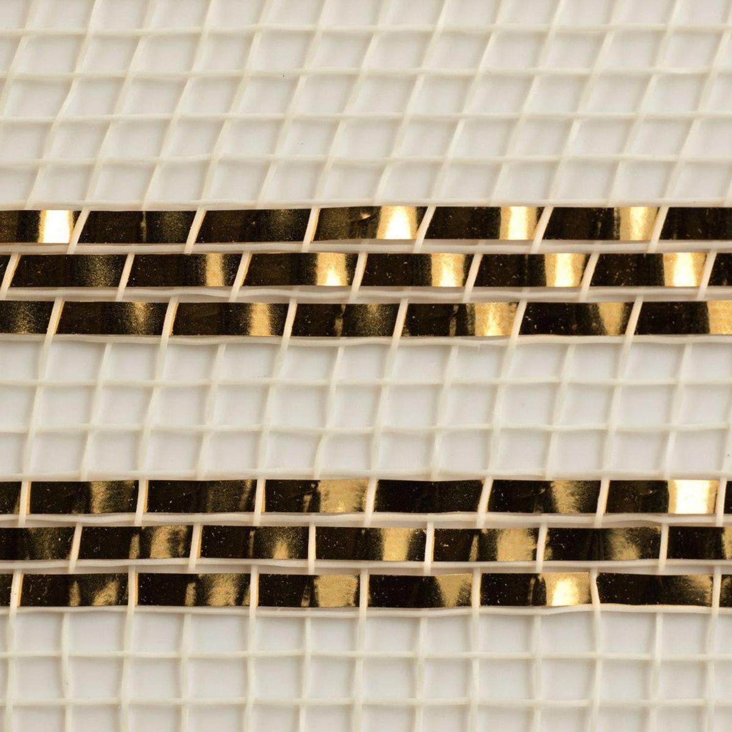 10" Border Stripe Metallic Mesh Ribbon: Cream (10 Yards)
