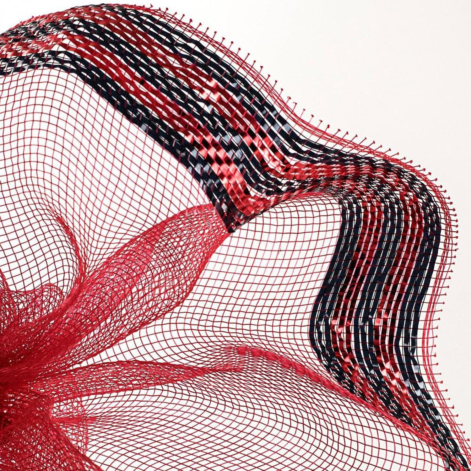 Shop For 10" Border Stripe Metallic Mesh Ribbon: Red/Black (10 Yards) at Michelle's aDOORable Creations