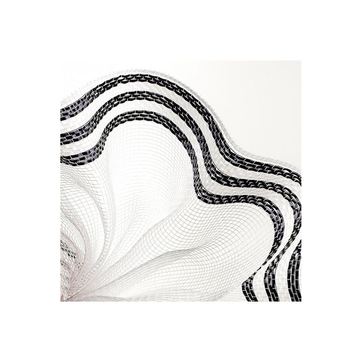 Shop For 10" Border Stripe Metallic Mesh Ribbon: White/Black (10 Yards) at Michelle's aDOORable Creations