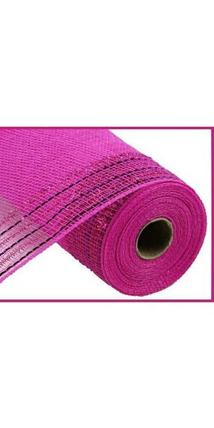 10" Border Stripe Tinsel Metallic Mesh: Hot Pink (10 Yards) - Michelle's aDOORable Creations - Poly Deco Mesh