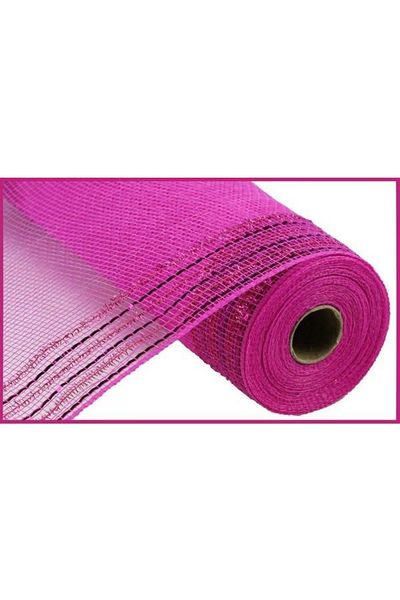 10" Border Stripe Tinsel Metallic Mesh: Hot Pink (10 Yards) - Michelle's aDOORable Creations - Poly Deco Mesh