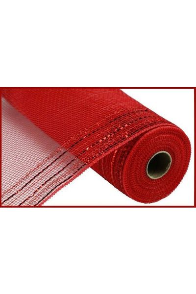 10" Border Stripe Tinsel Metallic Mesh: Red (10 Yards) - Michelle's aDOORable Creations - Poly Deco Mesh