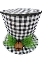10" Buffalo Plaid Top Hat Ornament: Black & White - Michelle's aDOORable Creations - Christmas Tree Topper