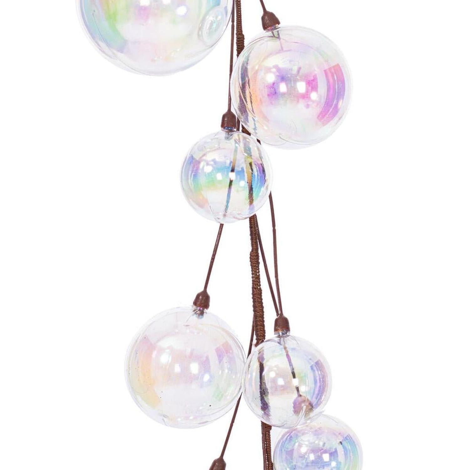 10' Clear Iridescent Branch Ball Wire Garland
