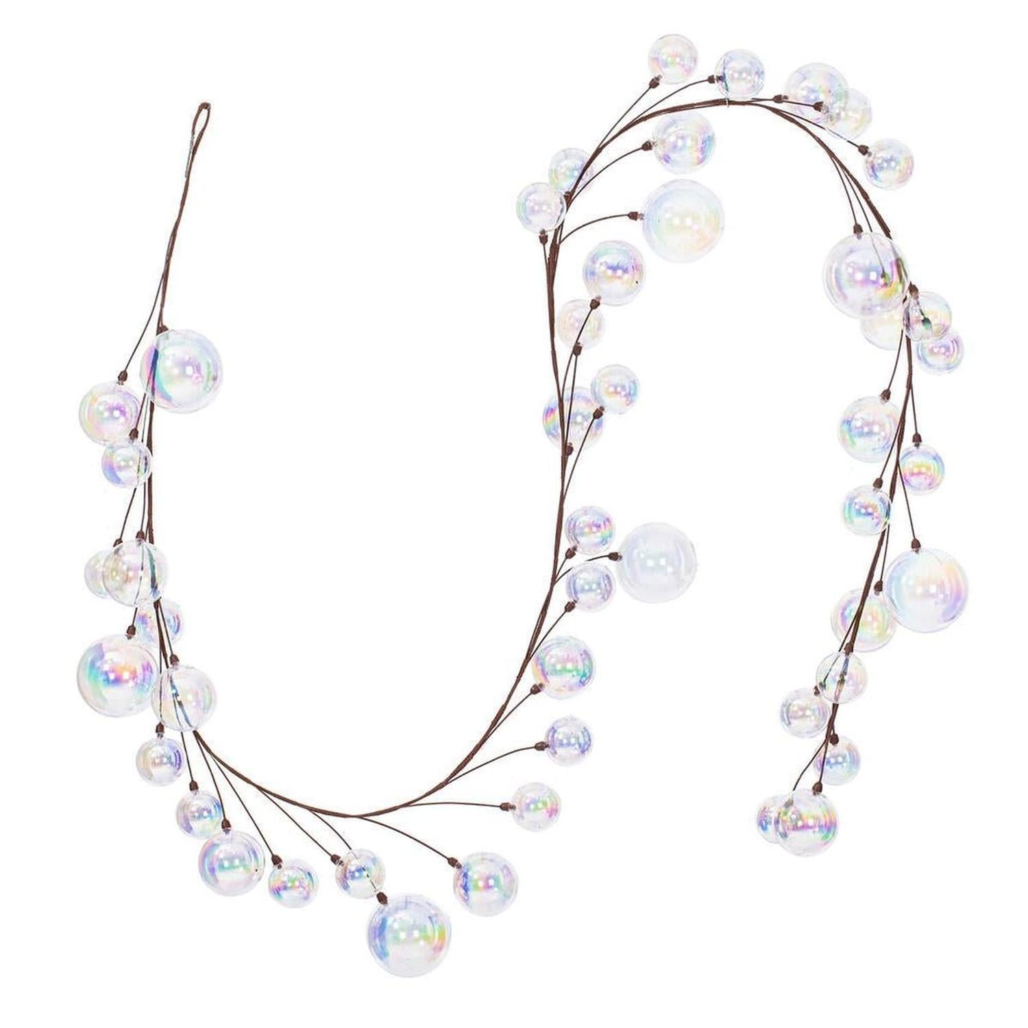 10' Clear Iridescent Branch Ball Wire Garland