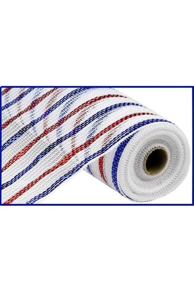 10" Cotton Poly Deco Mesh: Red/White/Blue (10 Yards) - Michelle's aDOORable Creations - Poly Deco Mesh
