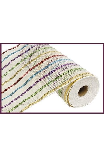 10" Cotton Poly Deco Mesh: White/Multi (10 Yards) - Michelle's aDOORable Creations - Poly Deco Mesh
