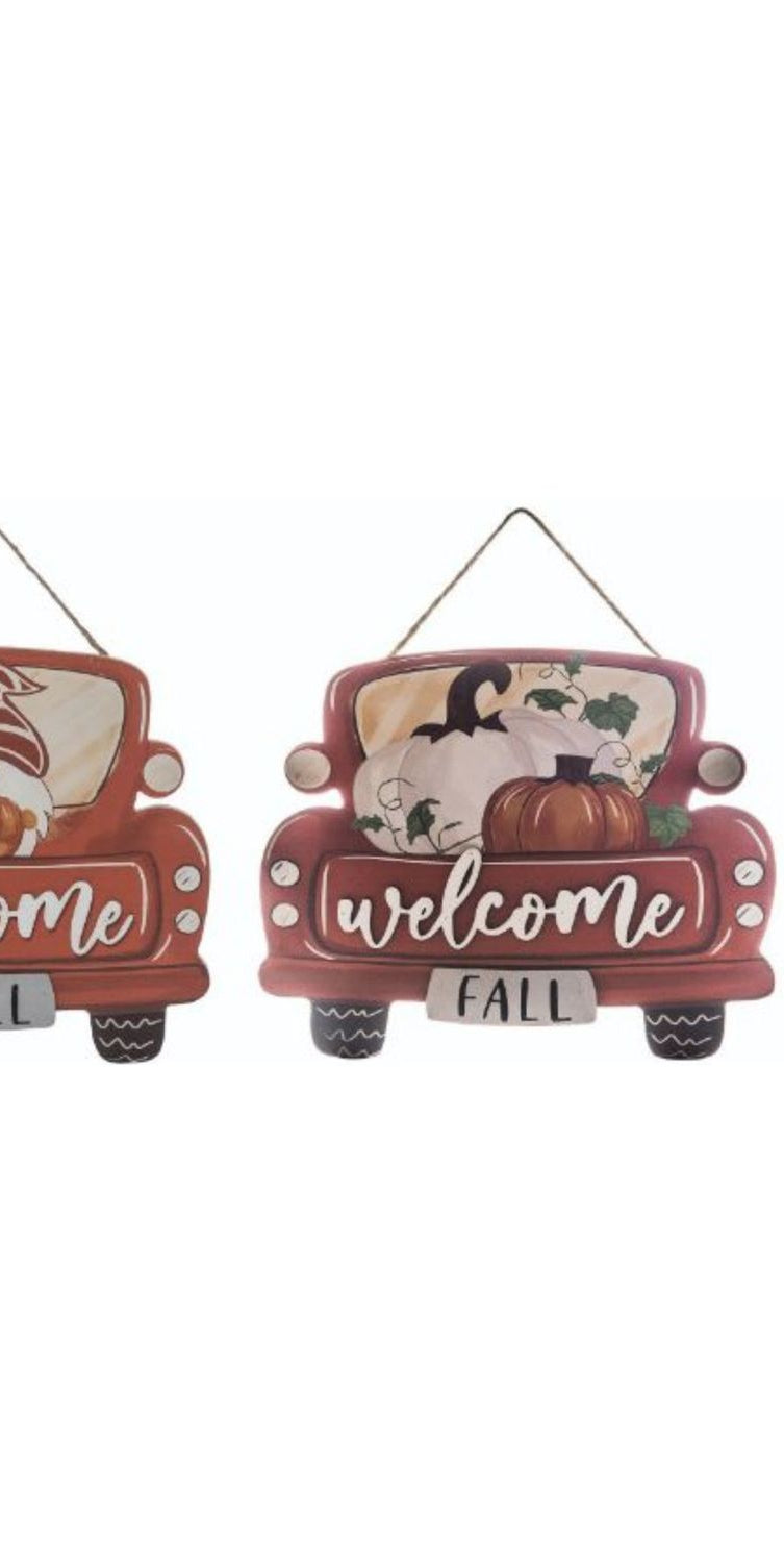10" Fall Truck Hanging Decor - Michelle's aDOORable Creations - Wooden/Metal Signs