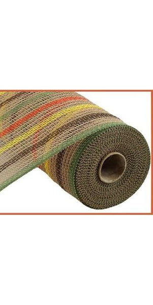 10" Faux Jute Stripe Mesh: Brown, Orange, Yellow & Moss (10 Yards) - Michelle's aDOORable Creations - Poly Deco Mesh
