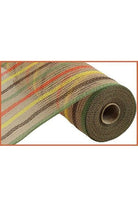 Shop For 10" Faux Jute Stripe Mesh Ribbon: Brown, Orange, Yellow & Moss (10 Yards) at Michelle's aDOORable Creations