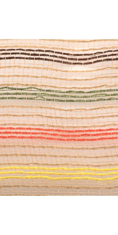 10" Faux Jute Stripe Mesh: Brown, Orange, Yellow & Moss (10 Yards) - Michelle's aDOORable Creations - Poly Deco Mesh