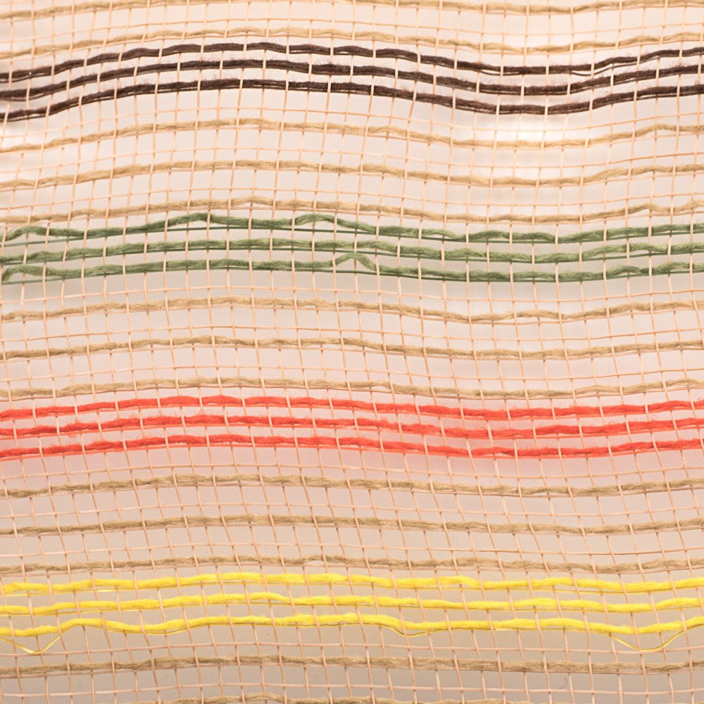 Shop For 10" Faux Jute Stripe Mesh Ribbon: Brown, Orange, Yellow & Moss (10 Yards) at Michelle's aDOORable Creations