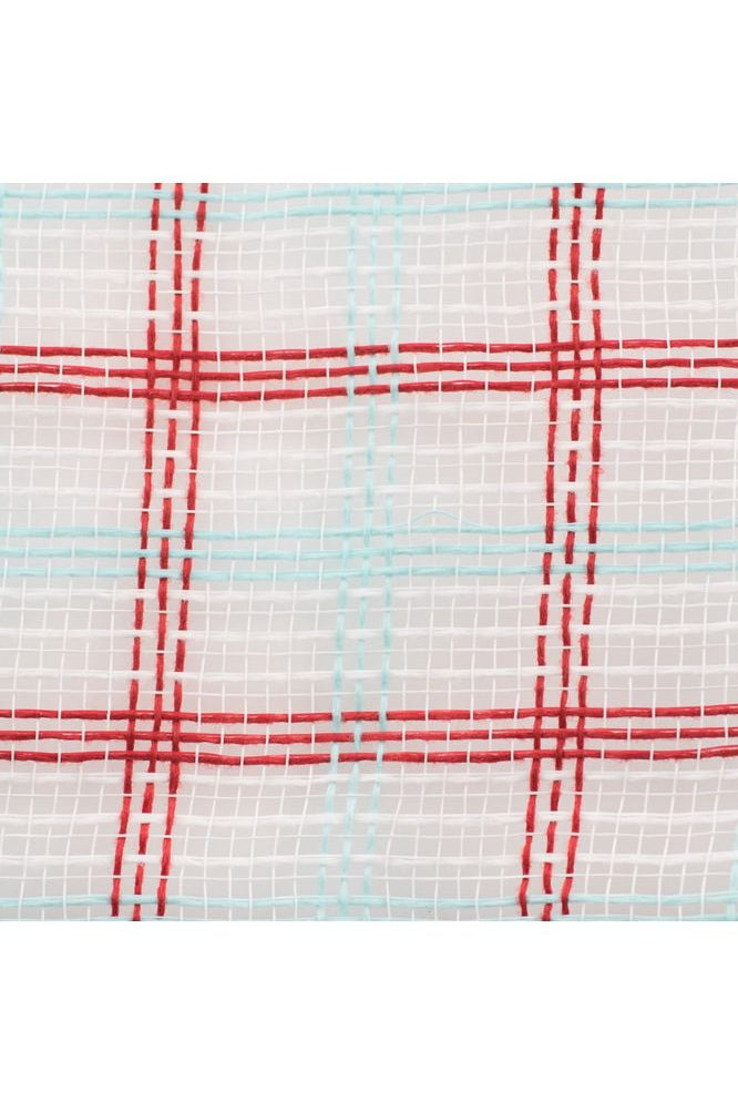 Shop For 10" Faux Jute Stripe Mesh: White, Ice Blue, & Red (10 Yards) RY8339R6