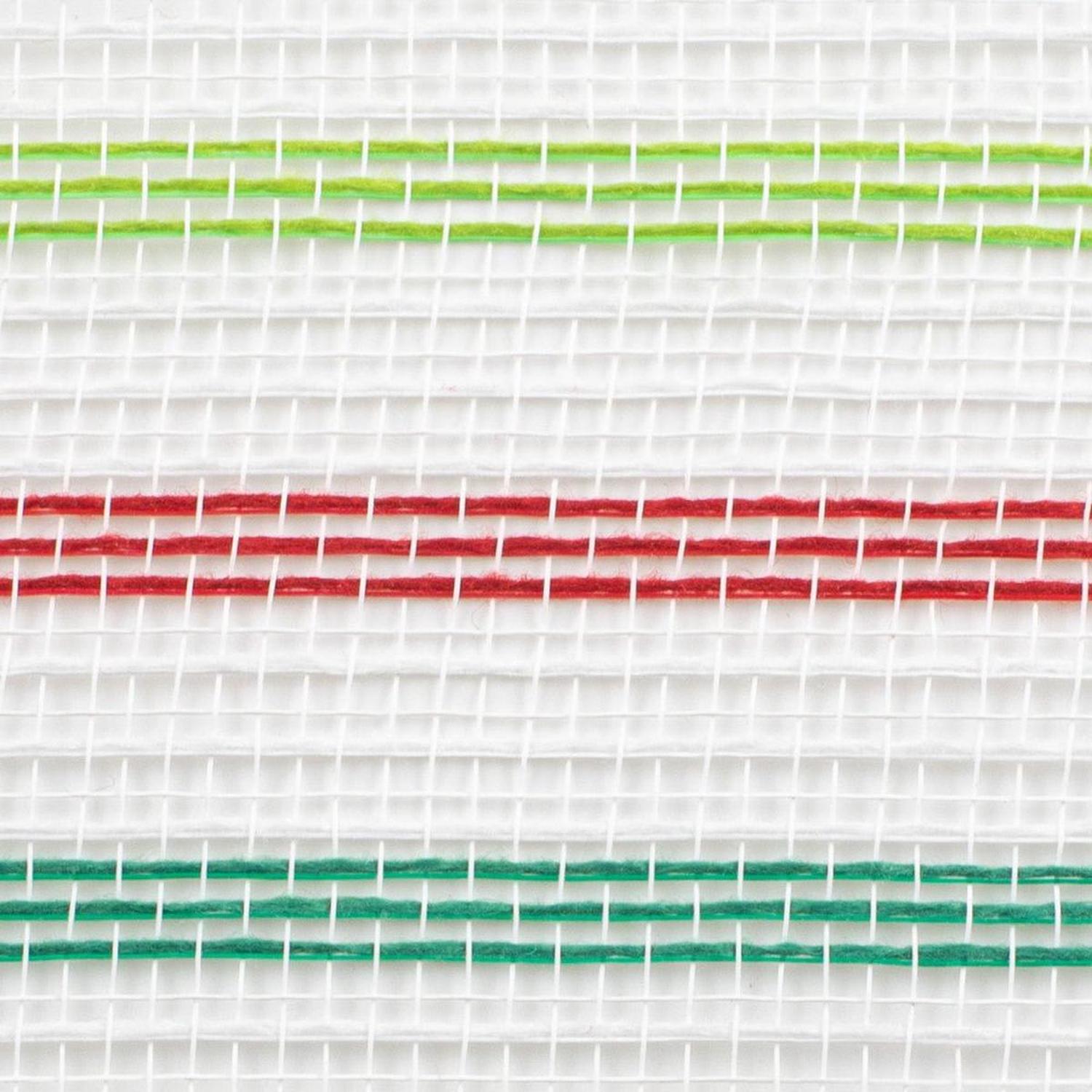 10" Faux Jute Stripe Mesh Ribbon: White, Red, Green (10 Yards)