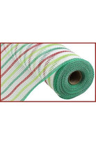 10" Faux Jute Stripe Mesh: White, Red, Green (10 Yards) - Michelle's aDOORable Creations - Poly Deco Mesh