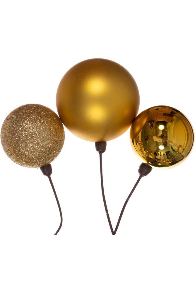 10' Gold Assorted Finish Branch Ball Ornament Garland - Michelle's aDOORable Creations - Garland
