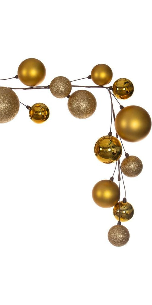 10' Gold Assorted Finish Branch Ball Ornament Garland - Michelle's aDOORable Creations - Garland