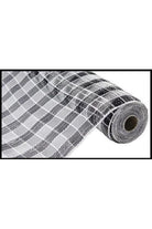 10" Metallic Check Mesh: Black & White Plaid (10 Yards) - Michelle's aDOORable Creations - Poly Deco Mesh
