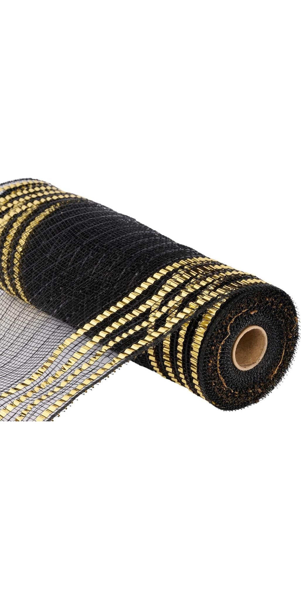 10" Metallic Foil Border Mesh: Black/Gold (10 Yards) - Michelle's aDOORable Creations - Poly Deco Mesh