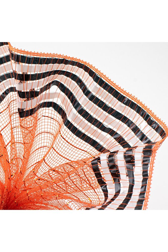 10" Metallic Foil Border Mesh: Orange (10 Yards) - Michelle's aDOORable Creations - Poly Deco Mesh