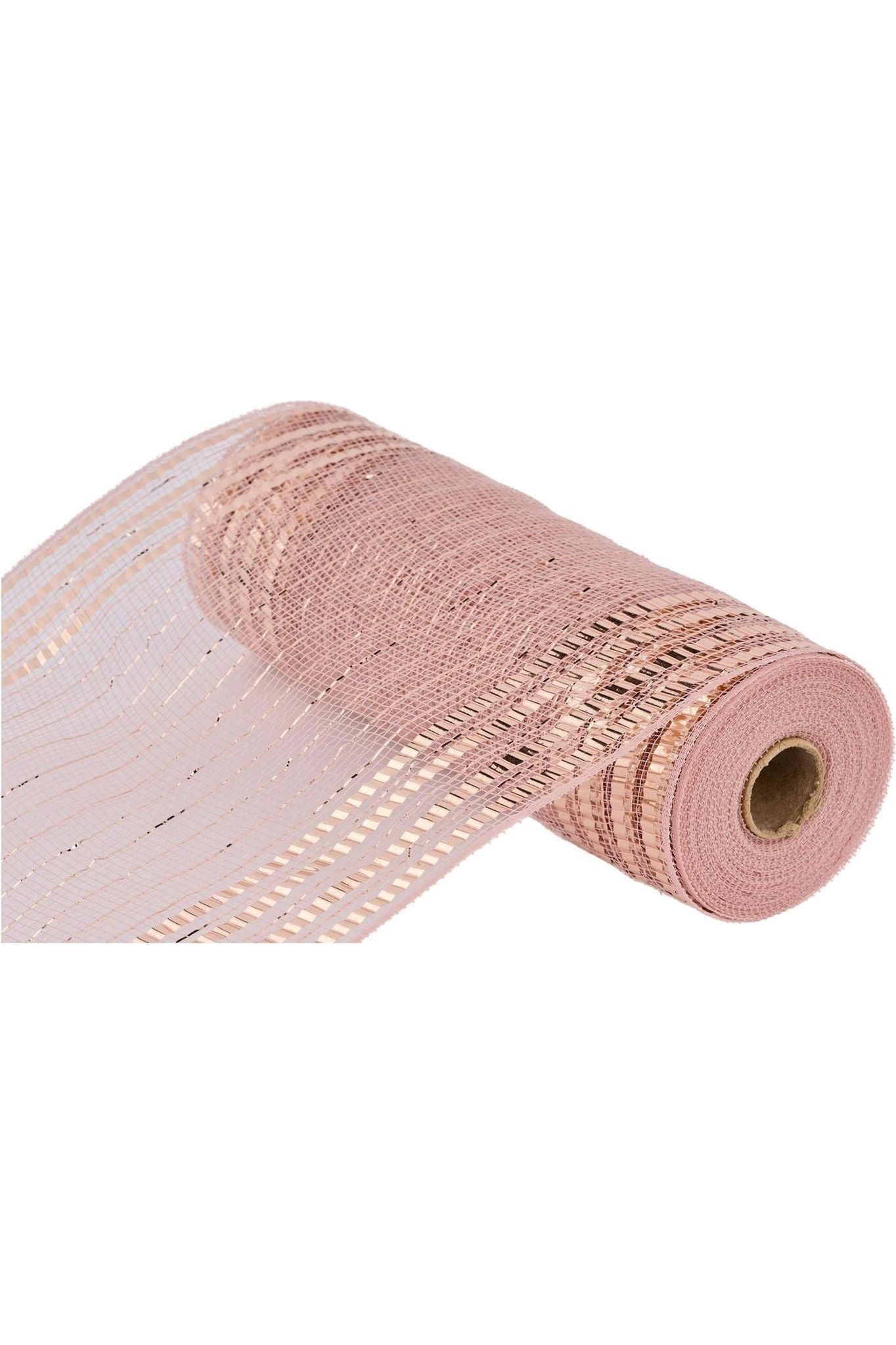 Shop For 10" Metallic Foil Border Mesh Ribbon: Rose Gold (10 Yards) at Michelle's aDOORable Creations