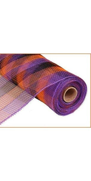 10" Metallic Orange/Black/Purple Plaid Poly Deco Mesh - Michelle's aDOORable Creations - Poly Deco Mesh