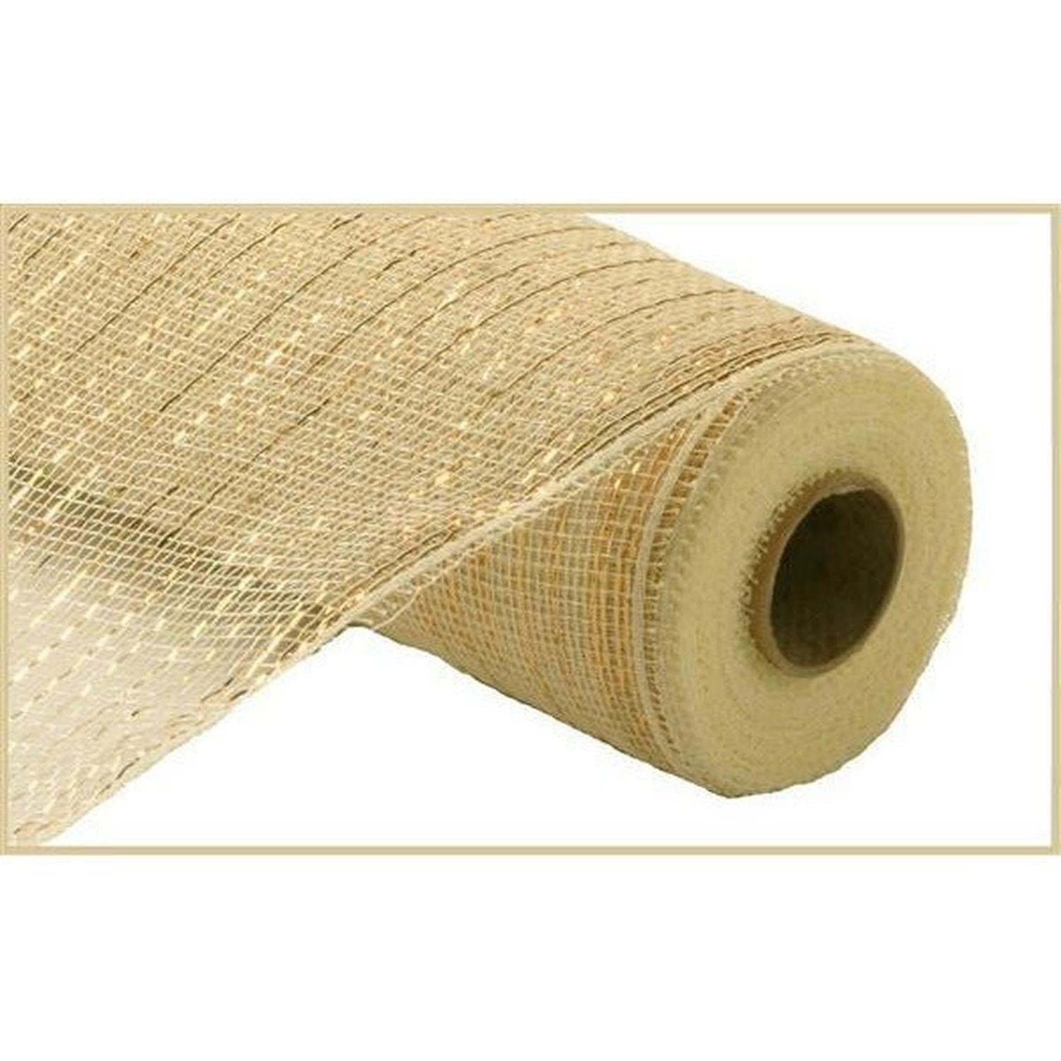 Shop For 10" Metallic Poly Deco Mesh Ribbon: Cream (10 Yards) at Michelle's aDOORable Creations