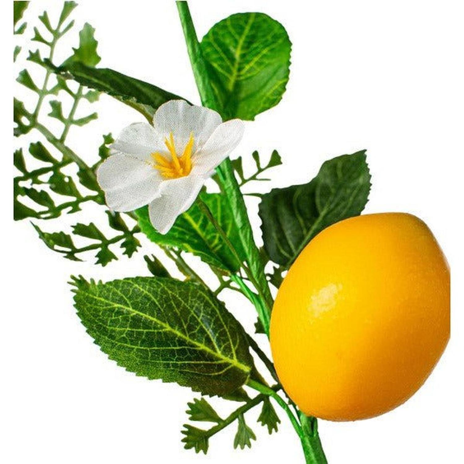 10" Mixed Greenery Lemon Floral Stem Pick