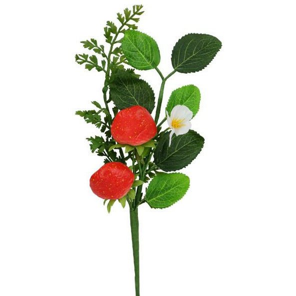 10" Mixed Greenery Strawberry Pick - Michelle's aDOORable Creations - Sprays and Picks