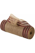 10" Patterned Edge Mesh: Natural Jute & Red Buffalo Plaid (10 Yards) - Michelle's aDOORable Creations - Poly Deco Mesh