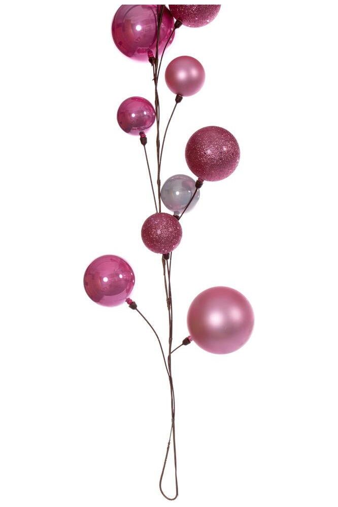 10' Pink Assorted Finish Branch Ball Ornament Garland - Michelle's aDOORable Creations - Garland