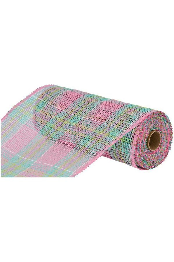 10" Plaid Poly Burlap Mesh: Pink/Turquoise/Lavender - Michelle's aDOORable Creations - Poly Deco Mesh