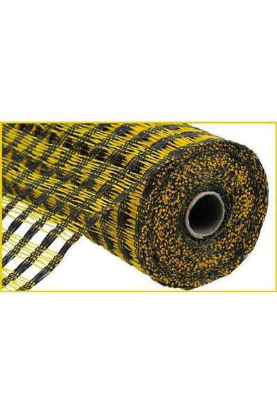 10" Poly Burlap Check Mesh: Black & Yellow - Michelle's aDOORable Creations - Poly Deco Mesh