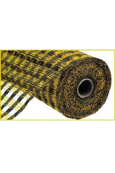 Shop For 10" Poly Burlap Check Mesh Ribbon: Black & Yellow at Michelle's aDOORable Creations