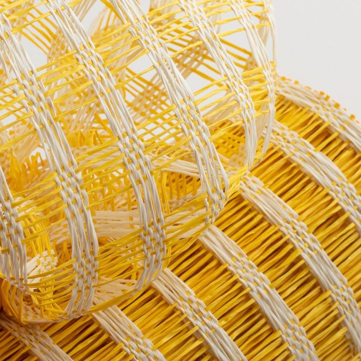 10" Poly Burlap Check Mesh Ribbon: Yellow & Cream