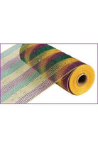 10" Poly Deco Mesh: Deluxe Mardi Gras Stripe (10 Yards) - Michelle's aDOORable Creations - Poly Deco Mesh