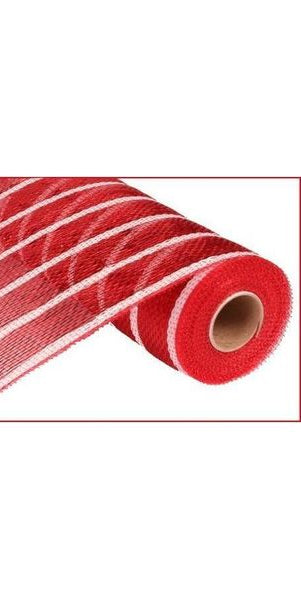 10" Poly Deco Mesh: Deluxe Red/White Stripe (10 Yards) - Michelle's aDOORable Creations - Poly Deco Mesh