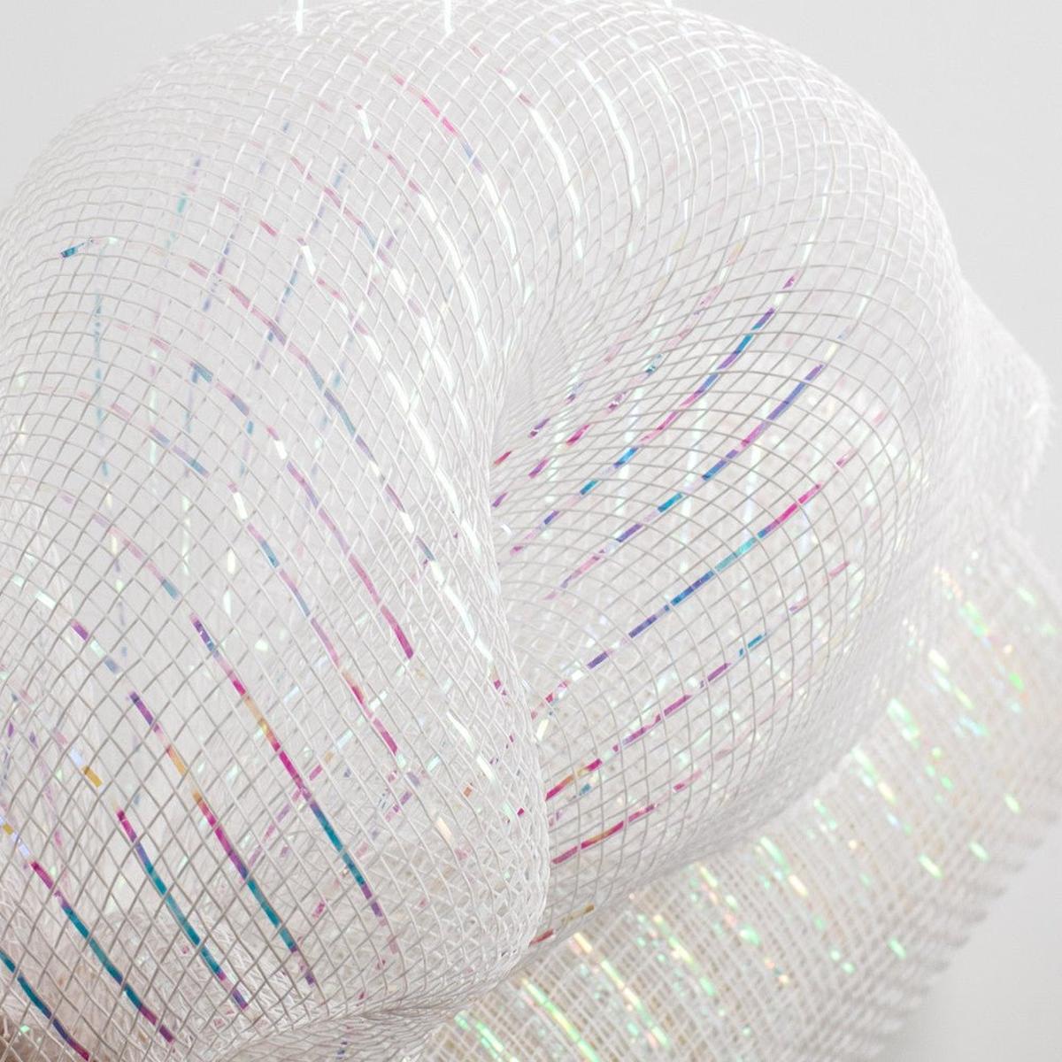 Shop For 10" Poly Deco Mesh Ribbon: Iridescent White (10 Yards) at Michelle's aDOORable Creations