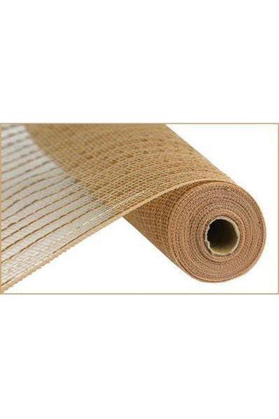 Shop For 10" Poly Deco Mesh Ribbon: Matte Champagne Wide Foil (10 Yards) at Michelle's aDOORable Creations