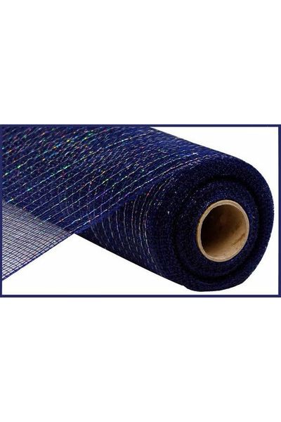 10" Poly Deco Mesh: Metallic Navy Blue & Silver (10 Yards) - Michelle's aDOORable Creations - Poly Deco Mesh