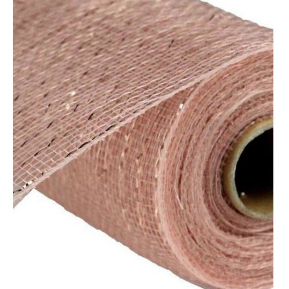 Shop For 10" Poly Deco Mesh Ribbon: Metallic New Rose Gold w/Foil at Michelle's aDOORable Creations