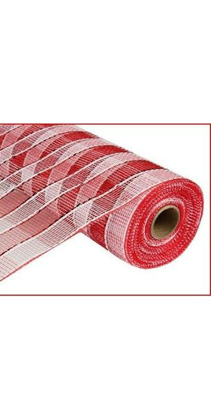 10" Poly Deco Mesh: Metallic Wide Foil Red/White Plaid - Michelle's aDOORable Creations - Poly Deco Mesh