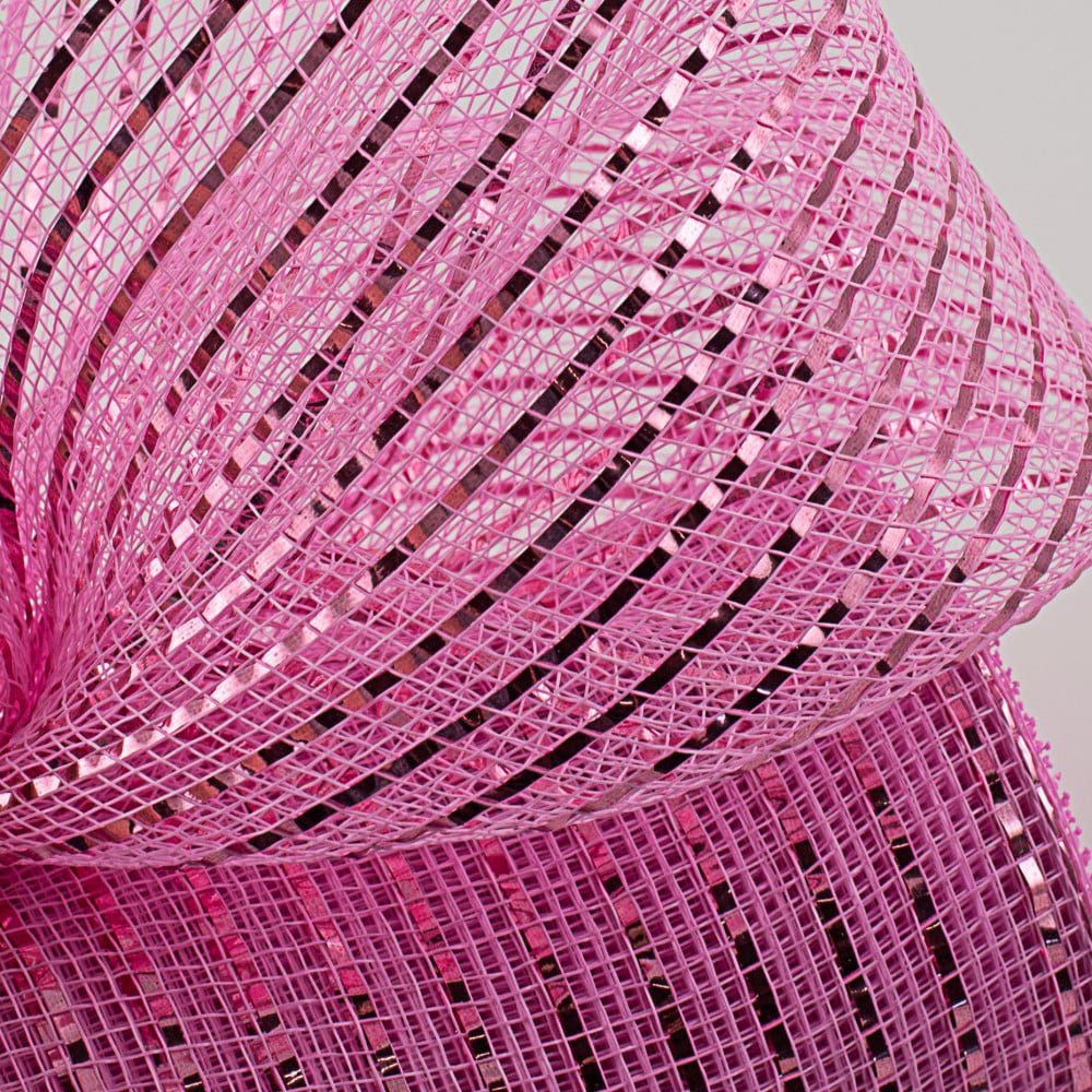 Shop For 10" Poly Deco Mesh Ribbon: Wide Foil Metallic Pink (10 Yards) at Michelle's aDOORable Creations