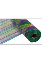 10" Poly Deco Tinsel Mesh: Mardi Gras Check (10 Yards) - Michelle's aDOORable Creations - Poly Deco Mesh