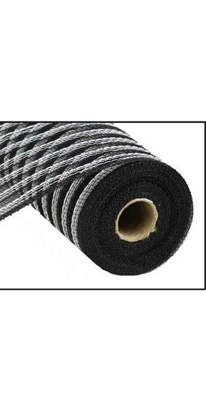 10" Poly Jute Deco Mesh: Black & White Stripe (10 Yards) - Michelle's aDOORable Creations - Poly Deco Mesh