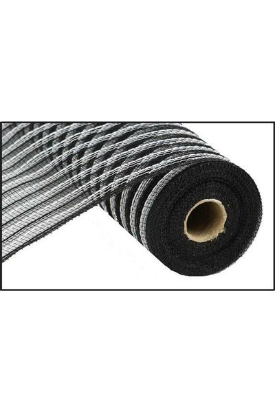 Shop For 10" Poly Jute Deco Mesh Ribbon: Black & White Stripe (10 Yards) at Michelle's aDOORable Creations