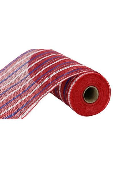 10" Poly Jute Matte Stripe Mesh: Red/White/Blue (10 Yards) - Michelle's aDOORable Creations - Poly Deco Mesh