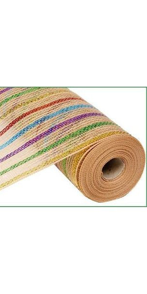 10" Poly Jute Mesh: Laser Multi Color Stripe - Michelle's aDOORable Creations - Poly Deco Mesh